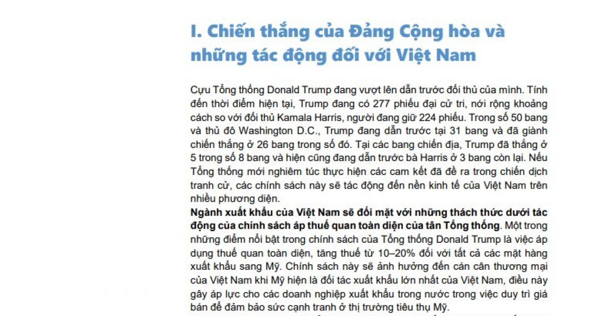 Chứng khoán KIS: Ảnh hưởng từ bầu cử Tổng thống Mỹ đến dòng vốn FDI