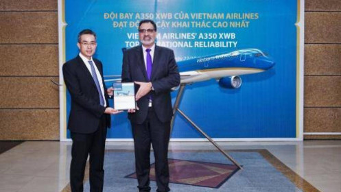 Vietnam Airlines lọt top 5 hãng đạt độ tin cậy cất cánh Airbus A350 XWB