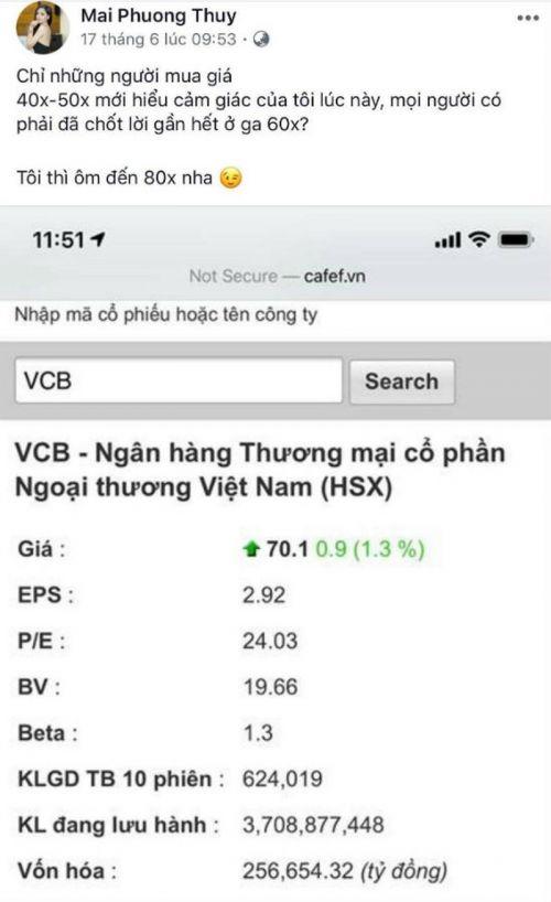 Cổ phiếu Vietcombank cao kỷ lục, Mai Phương Thuý đã chốt lời chưa?