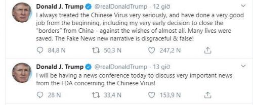 Tổng thống Trump: Gọi 'virus Trung Quốc' không hề có ý phân biệt chủng tộc