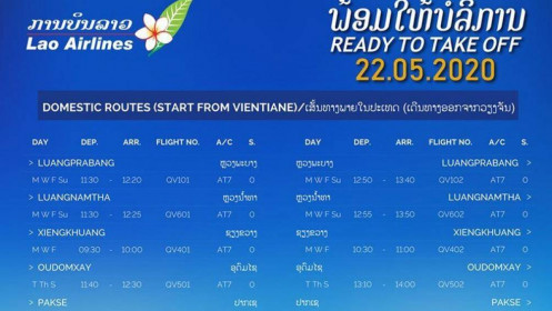Hàng không Lào khai thác trở lại các chặng bay nội địa