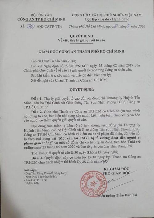 Quá 30 ngày điều tra, vụ CSGT Tân Sơn Nhất bị tố vòi 6,2 triệu đồng giờ ra sao?