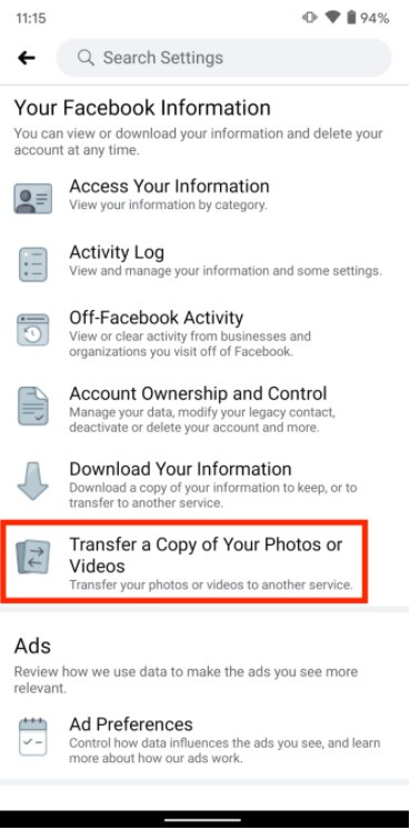 Chuyển hình từ Facebook sang Google Photos một cách dễ dàng