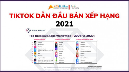 TikTok dẫn đầu trong bảng xếp hạng ứng dụng năm 2021