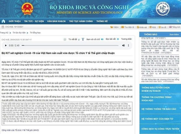 Bộ KH&CN cung cấp thông tin sai sự thật về kit test Covid-19 của Công ty Việt Á nhìn từ góc độ pháp lý