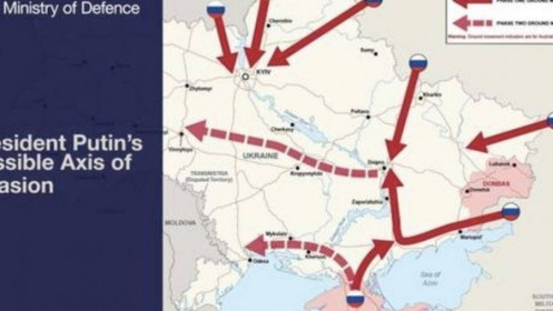 Anh tiết lộ 'bản đồ tấn công Ukraina' của Nga