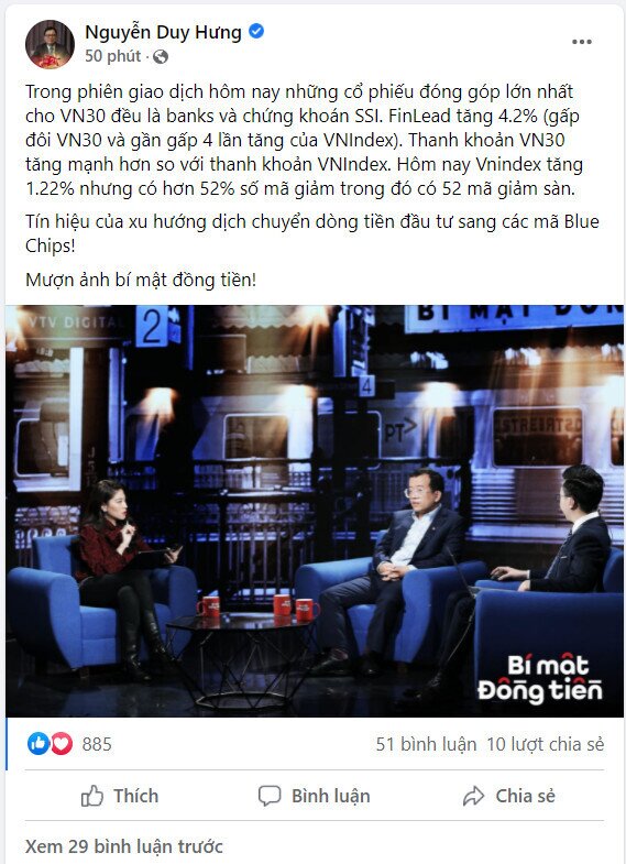 Ông Nguyễn Duy Hưng: "Tín hiệu dòng tiền bắt đầu chuyển sang blue chip"