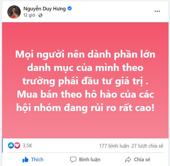 Ông Nguyễn Duy Hưng: "Tín hiệu dòng tiền bắt đầu chuyển sang blue chip"