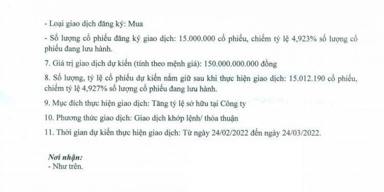EVF: Tổng Giám đốc đăng ký mua 15 triệu cp