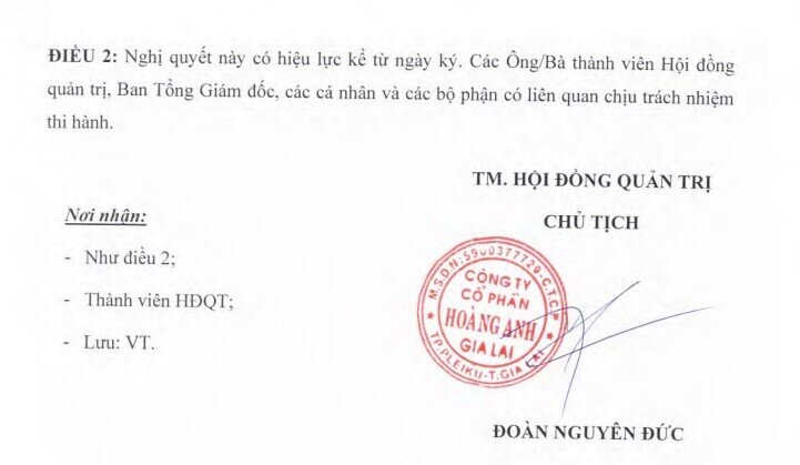 Hoàng Anh Gia Lai (HAG) bão lãnh khoản vay 400 tỷ đồng của Hưng Thắng Lợi Gia Lai