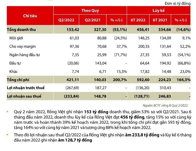 Chứng khoán Rồng Việt báo lỗ 234 tỷ đồng trong quý 2