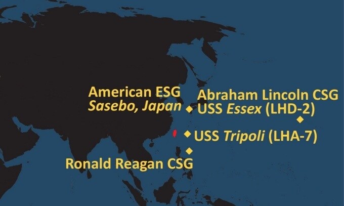 Mỹ 'triển khai tàu sân bay, tàu đổ bộ gần Đài Loan'