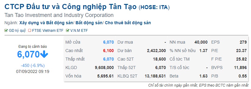 Cổ phiếu ITA giảm sàn sau thông tin rà soát thuế và khoản tạm ứng của bà Đặng Thị Hoàng Yến
