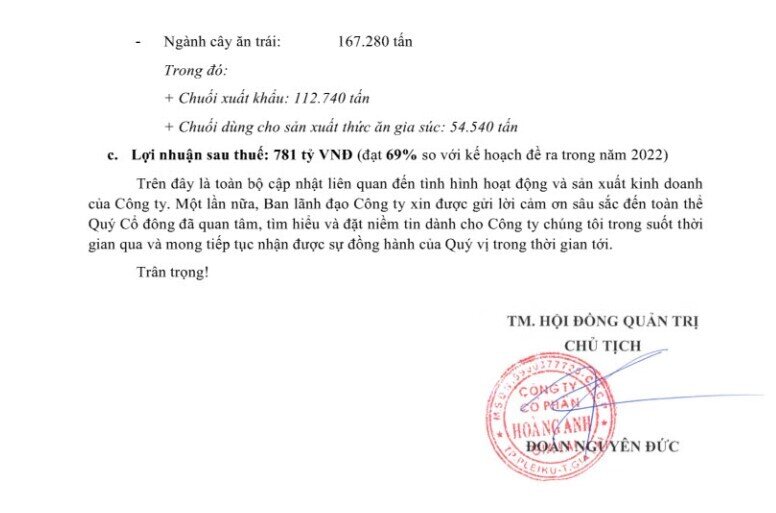 Doanh thu nuôi heo trong 8 tháng của HAG đạt gần 800 tỷ đồng