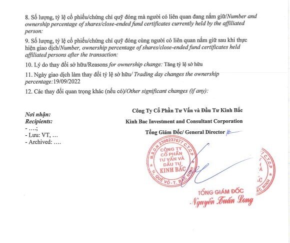 KBC: Một tổ chức vừa mua 1,5 triệu cp