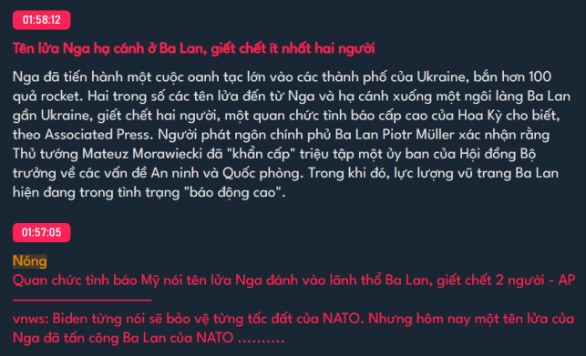 TÊN LỬA NGA HẠ CÁNH Ở BA LAN, GIẾT CHẾT ÍT NHẤT 2 NGƯỜI. Quan chức tình báo Mỹ nói tên lửa Nga đánh  ...