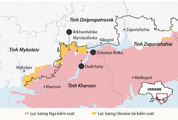 Ukraine 'phá phòng tuyến Nga' ở tỉnh Kherson