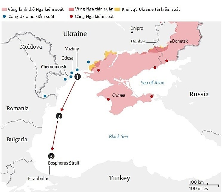 Ukraine nói 218 tàu chở ngũ cốc mắc kẹt
