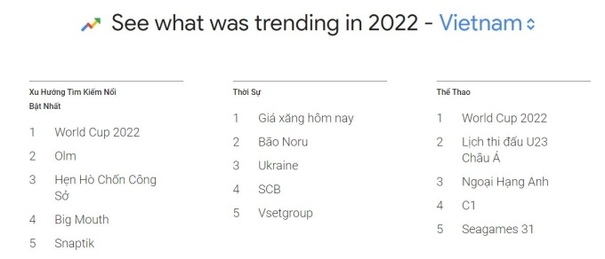 Người Việt tìm gì nhiều nhất trên Google