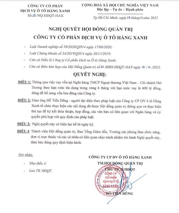 HAX muốn vay 400 tỷ đồng từ Vietcombank?