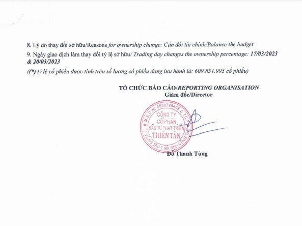Thiên Tân bán ra thêm gần 8,5 triệu cổ phiếu DIG