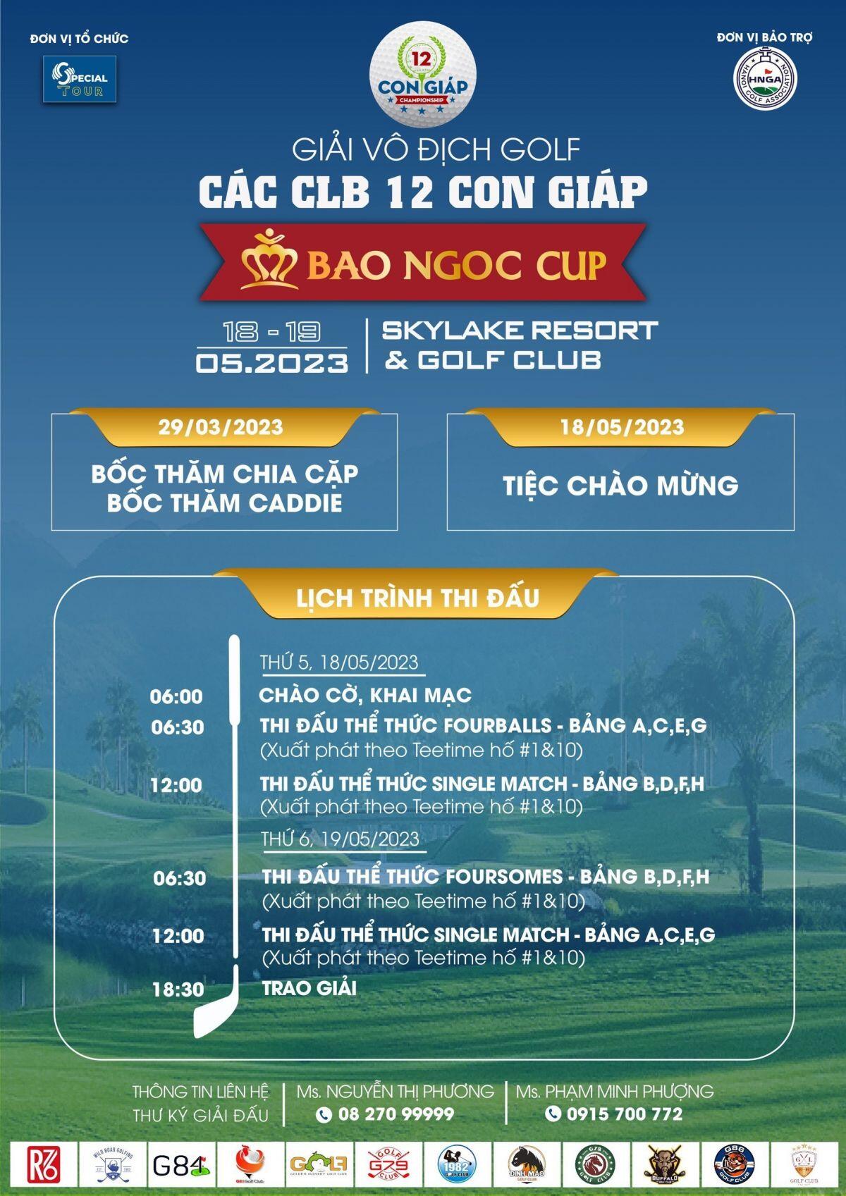 Bốc thăm chia cặp thi đấu giải golf vô địch Các CLB 12 Con Giáp 2023