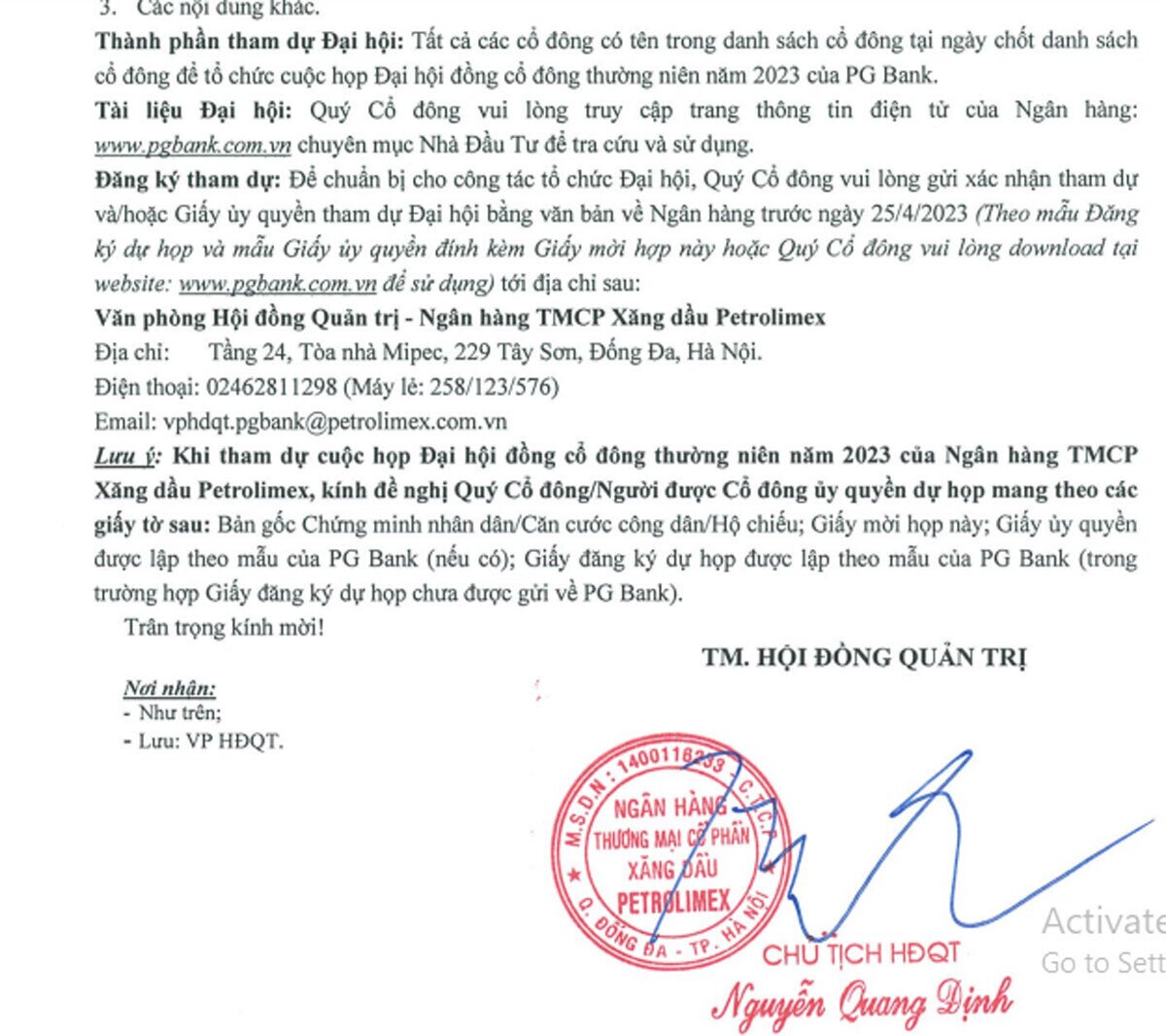 Nóng: Chủ tịch PGBank Nguyễn Quang Định khẳng định không sáp nhập MSB