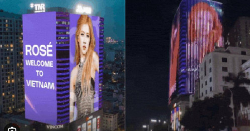 Đã xuất hiện hình ảnh đầu tiên về màn hình LED ảnh Rosé BLACKPINK hướng ra 3 mặt phố lớn ở Hà Nội
