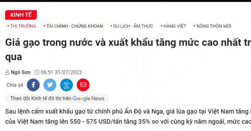 Lúa gạo thế giới khan hiếm - Giá gạo Việt Nam tăng: Cổ phiếu ngành Gạo TAR bứt tốc