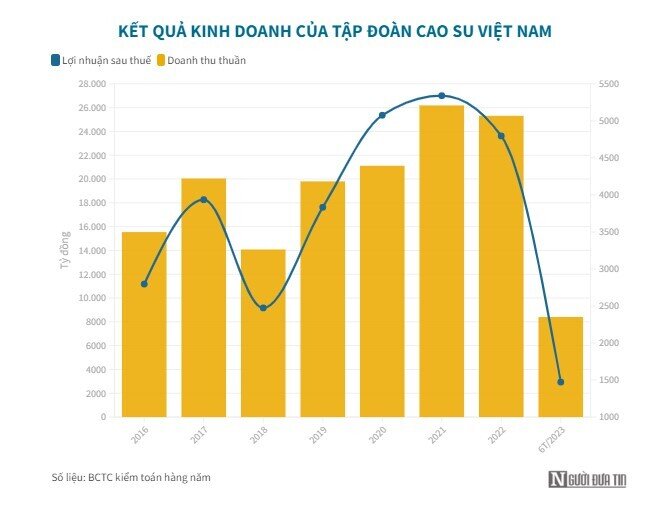 Tập đoàn Cao su Việt Nam báo lãi giảm sâu, có hơn 1.000 tỷ đồng nợ xấu