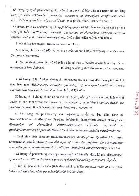 Công ty liên quan đến người nhà Chủ tịch đăng ký mua 20 triệu cổ phiếu HQC