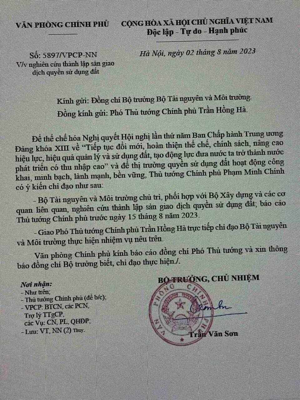 Thủ tướng chỉ đạo hai bộ nghiên cứu thành lập sàn giao dịch quyền sử dụng đất?