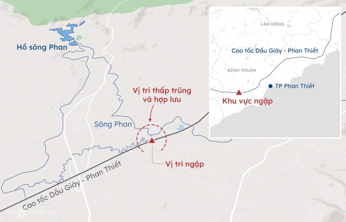 Chủ đầu tư: Cao tốc Dầu Giây - Phan Thiết ngập do nước sông dâng cao