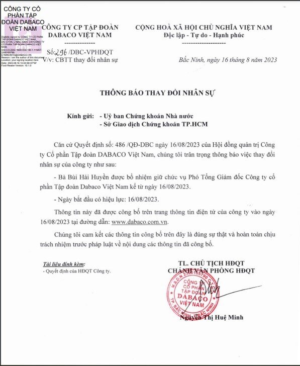 Nguyên TGĐ FLC Bùi Hải Huyền về làm Phó TGĐ Dabaco Việt Nam