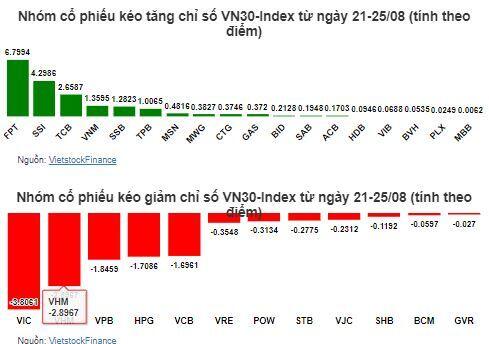 Cổ phiếu nào nâng đỡ VN-Index tăng trở lại tuần qua?