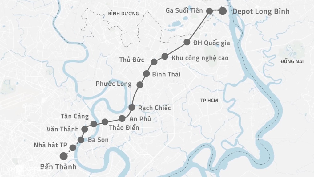 Metro Bến Thành - Suối Tiên sẽ chạy thương mại từ tháng 7/2024