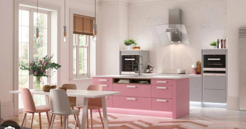 Những căn bếp màu hồng tạo điểm nhấn xinh xắn cho ngôi nhà