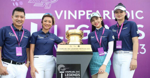Hoa khôi bóng chuyền Kim Huệ, Miss Golf Thanh Tú rạng rỡ bên chiếc Cúp Vinpearl DIC Legends Vietnam 2023