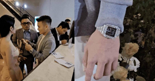 Quang Hải đeo đồng hồ đính toàn kim cương thu hút sự chú ý trong đám cưới Đoàn Văn Hậu