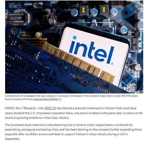 Intel "quay xe" hủy bỏ khoản đầu tư theo kế hoạch vào Việt Nam