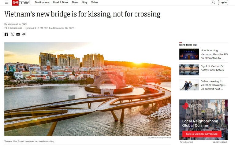 Cây cầu 'không phải để đi mà để hôn nhau' của Việt Nam được báo Mỹ ca ngợi