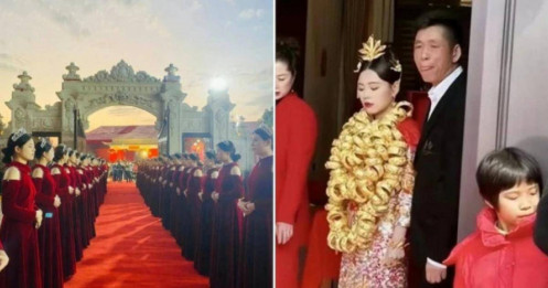 Sự thật sốc về đám cưới con trai chủ tịch tập đoàn trang sức với bức ảnh cô dâu đeo 100 vòng vàng trĩu cổ