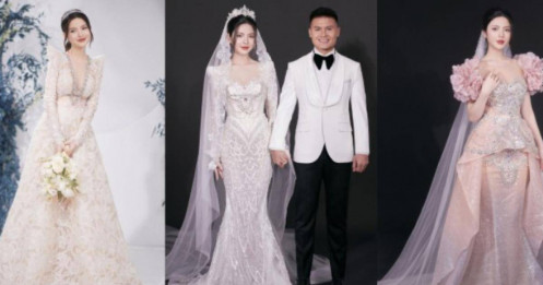 Váy cưới cổ điển 150 triệu đồng của vợ Quang Hải