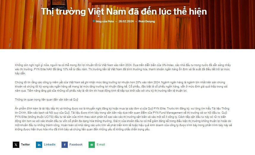 PYN Elite: Đã tới thời của thị trường chứng khoán Việt Nam