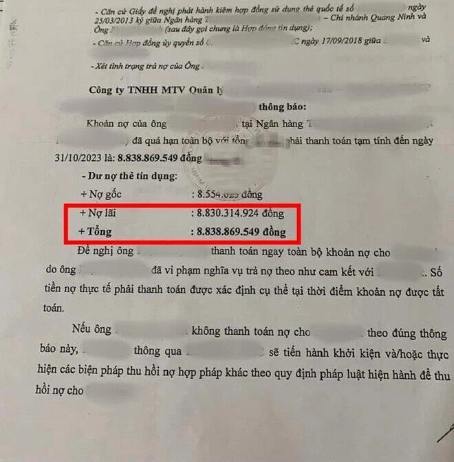 Nợ thẻ tín dụng 8,5 triệu, phải trả hơn 8,8 tỷ đồng, Eximbank nói gì?