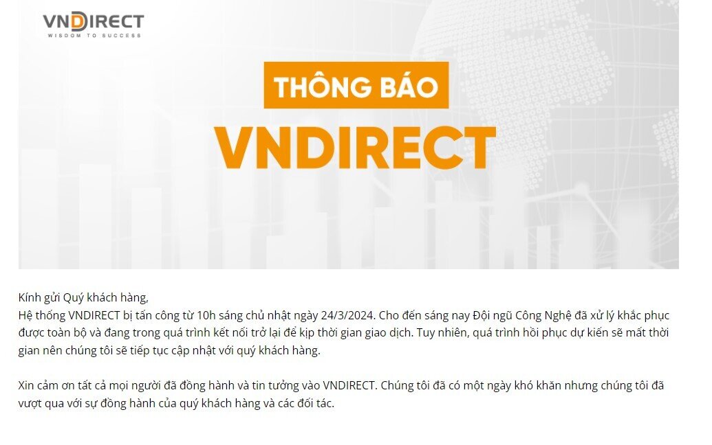 VNDirect (VND): Chúng tôi bị tấn công