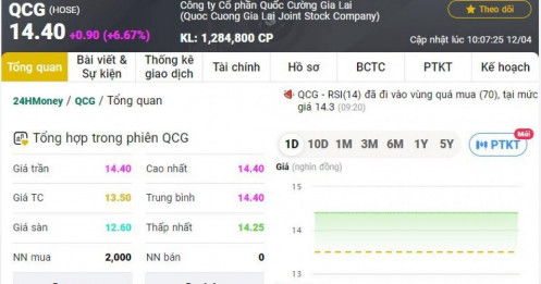 Cổ phiếu QCG "tím lịm" sau khi Quốc Cường Gia Lai bị buộc trả lại hơn 2.800 tỷ đồng nhận từ bà Trương Mỹ Lan