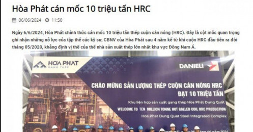 Hòa Phát (HPG) đạt cột mốc chưa doanh nghiệp Việt Nam nào làm được, cổ phiếu leo đỉnh 2 năm