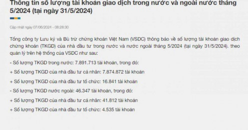 Thêm 132.000 tài khoản trong tháng 5, Chứng khoán Việt Nam tiến sát mức 8 triệu tài khoản