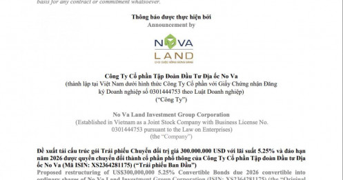 Novaland (NVL) lại lỡ hẹn hoàn thành chuyển đổi lô trái phiếu 300 triệu USD